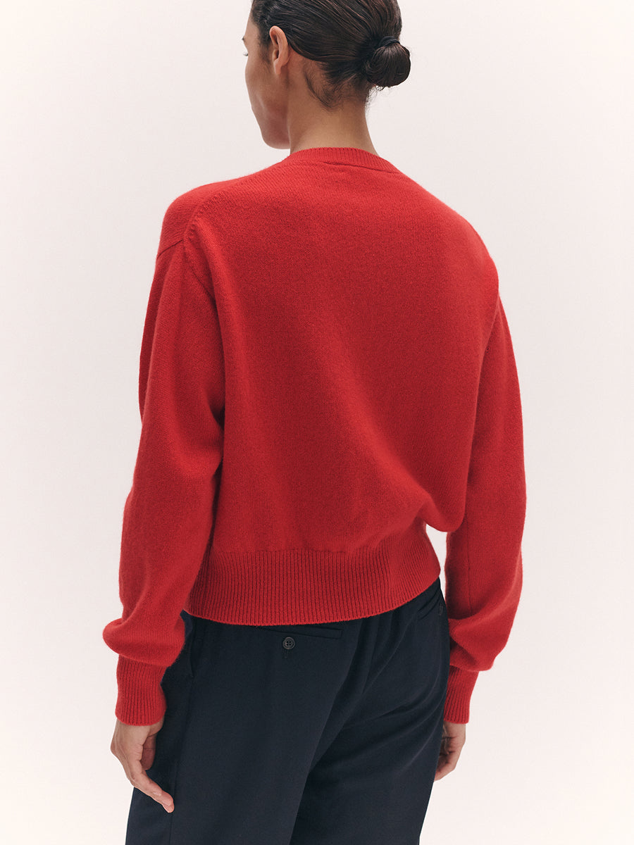 Ada Crewneck Cardigan Poppy Red