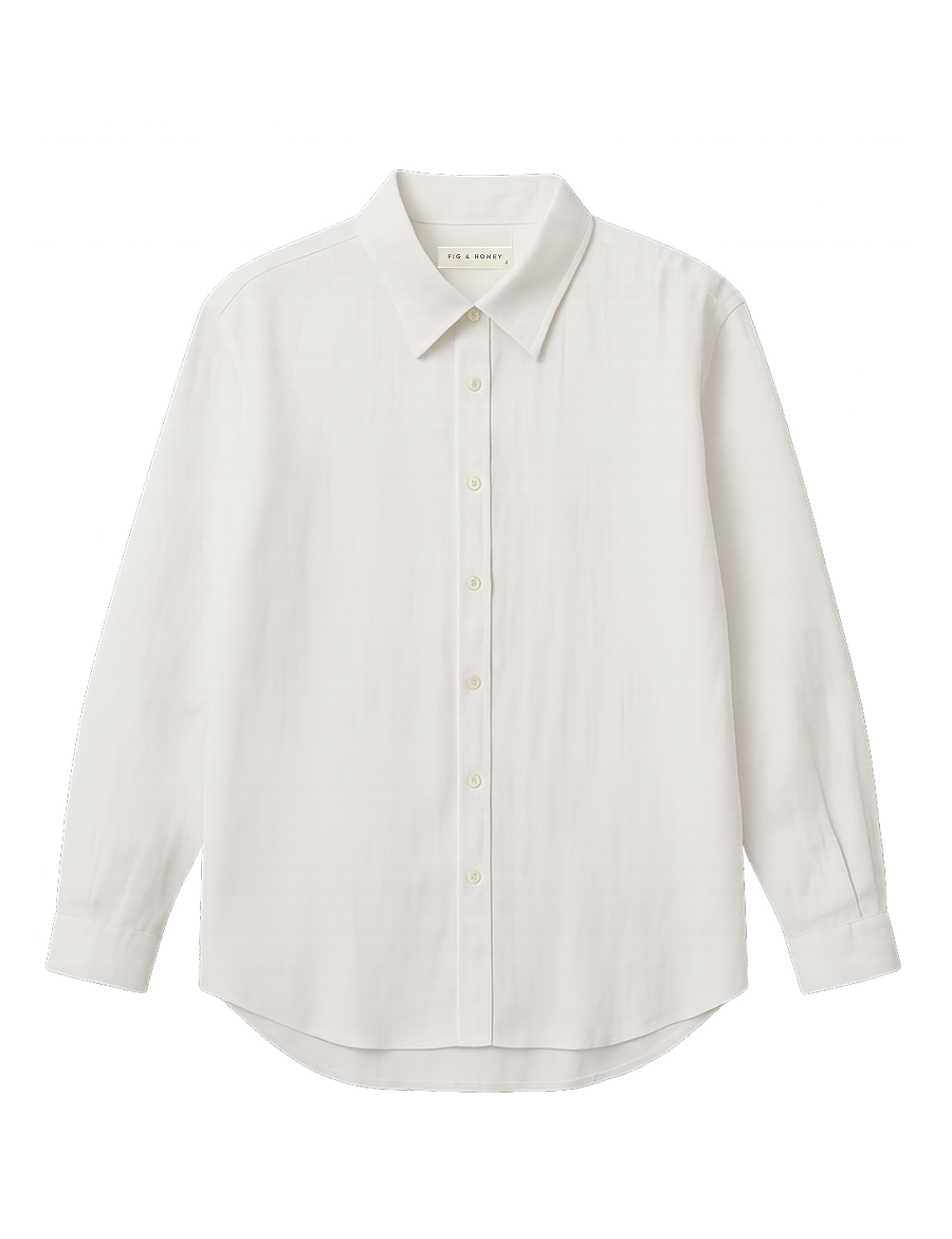 Fig & Honey weißes Leinenhemd Oversized Frontansicht