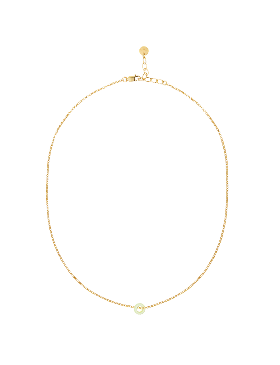 Frellini Suki Kette Gold mit Grünem Donut Freisteller