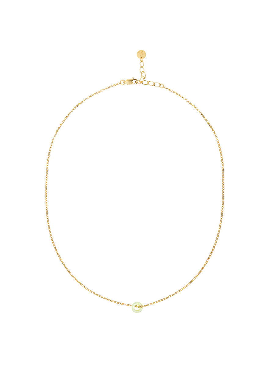 Frellini Suki Kette Gold mit Grünem Donut Freisteller