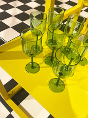 Green wine glass, set of 2