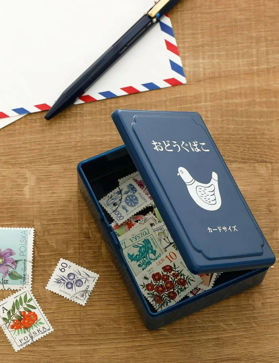 Hightide Retro Mini Toolbox Blau mit Briefmarken 