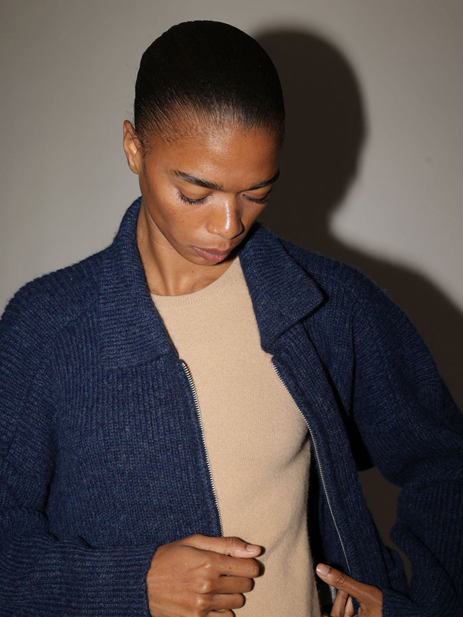 Reid Cardigan Marled Indigo