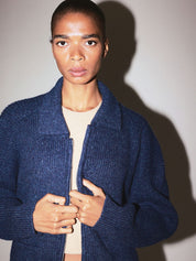 Reid Cardigan Marled Indigo