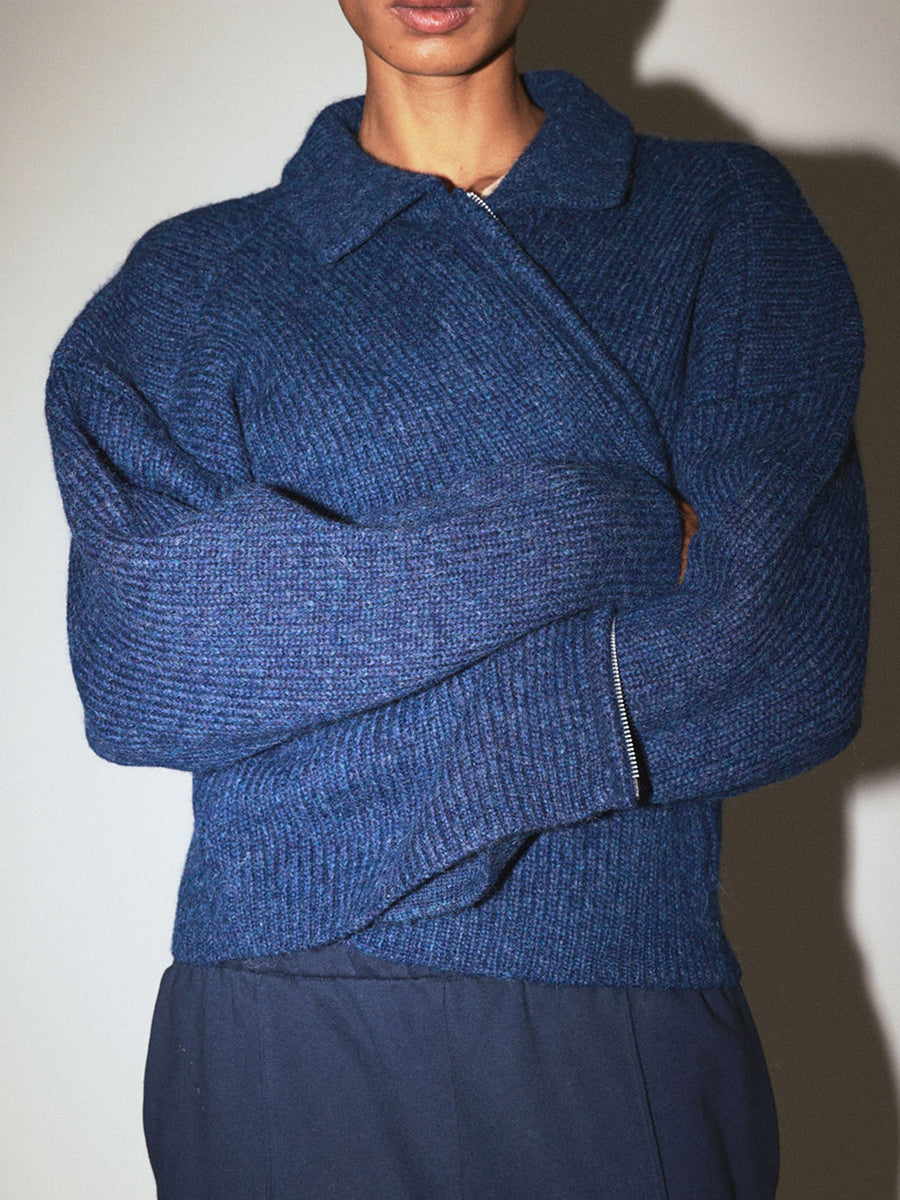 Reid Cardigan Marled Indigo