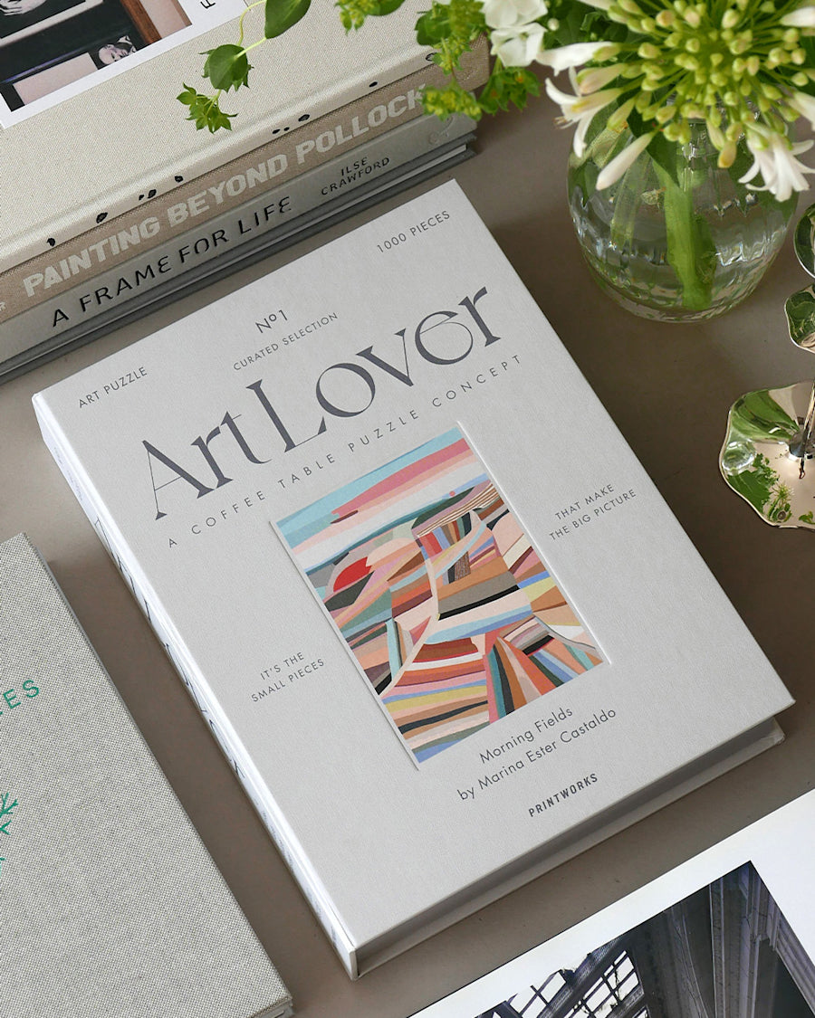 Printworks Puzzle Art Lover Morning Fields Moodbild zwischen Büchern