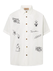 Rue de Tokyo Hemd Salvio Weiß mit schwarzer Moomin-Stickerei Produktfoto