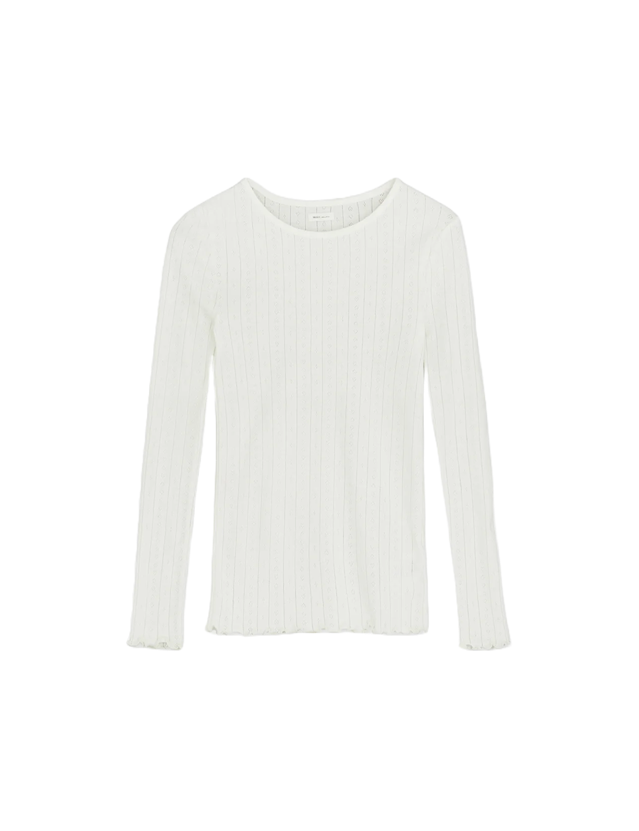 Skall Studio Edie Blouse Langarmshirt Weiß Frontansicht Freigestellt