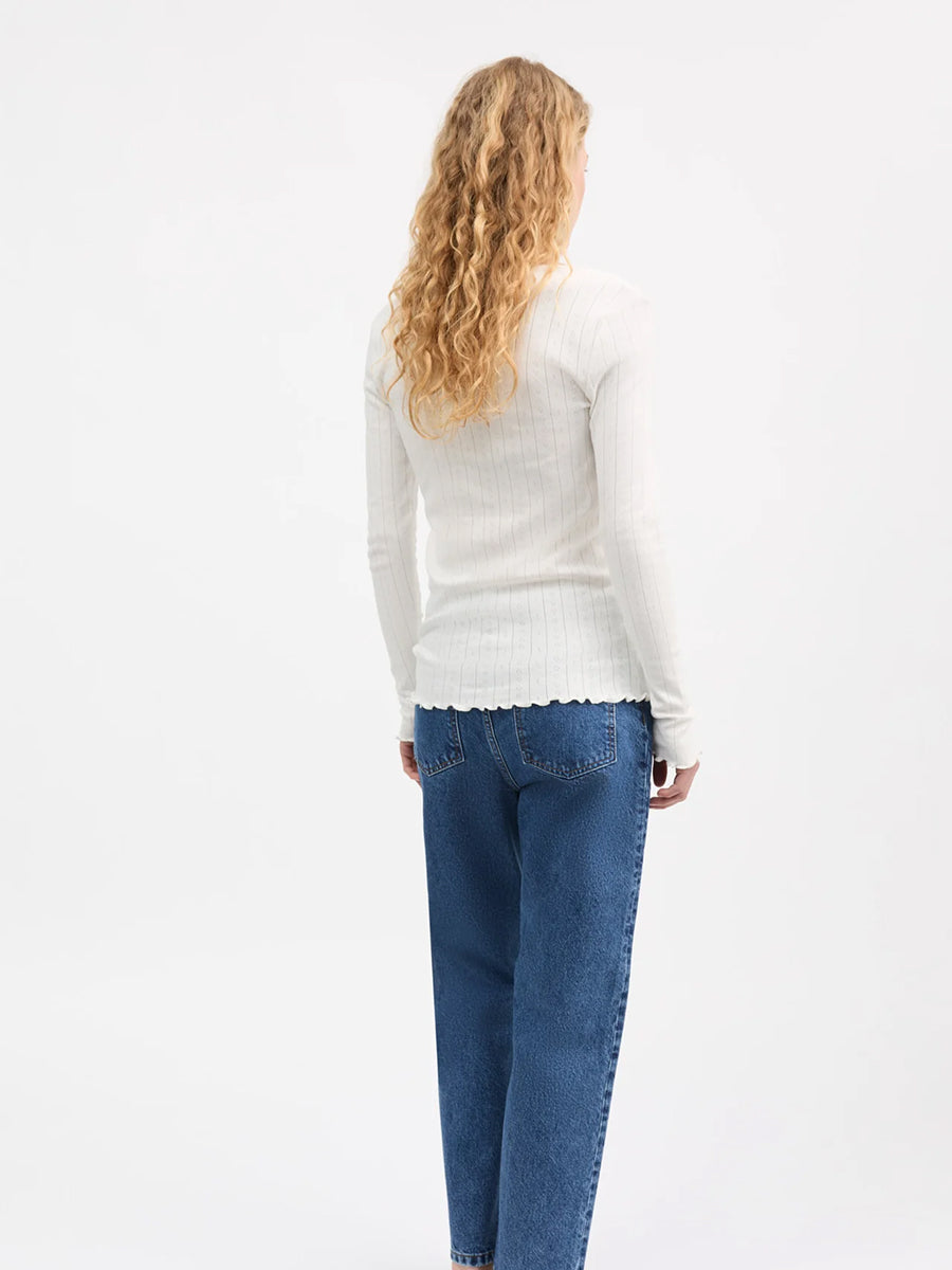 Skall Studio Edie Blouse Langarmshirt Weiß Modelbild Backansicht