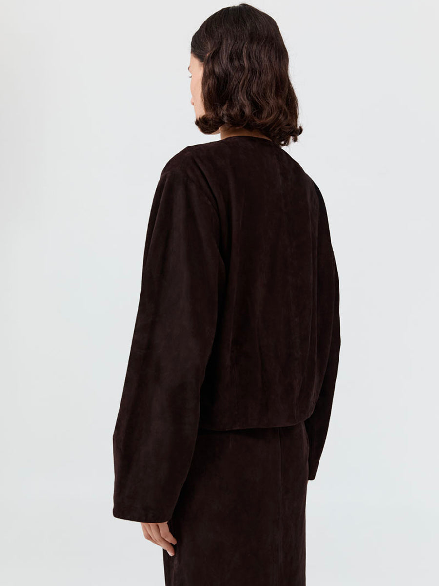 Suede Utility Cocoon Bomber Coffee Brown