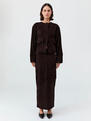 Suede Utility Cocoon Bomber Coffee Brown