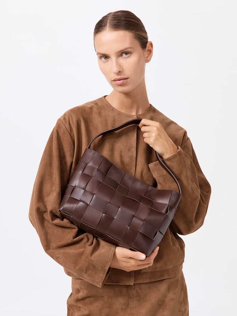 Woven Mini Tote Chocolate Brown