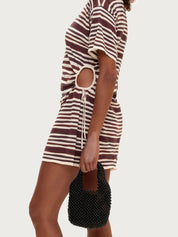 Chocolate Stripe T-Shirt Knit Mini Dress