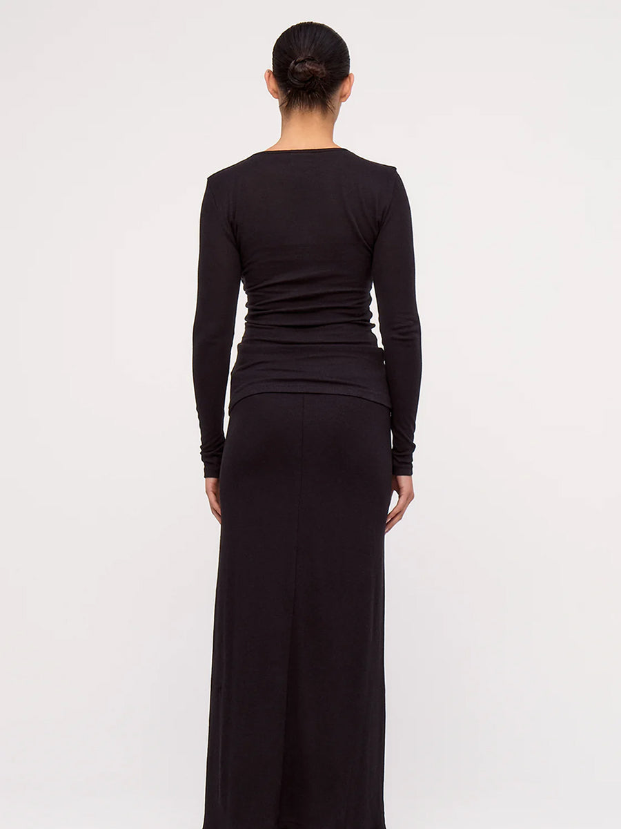 Rib Hemp Jersey Long Sleeve Top Black