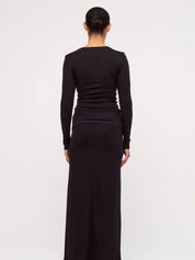 Rib Hemp Jersey Long Sleeve Top Black