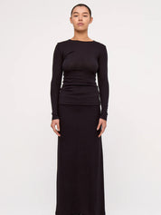 Rib Hemp Jersey Long Sleeve Top Black