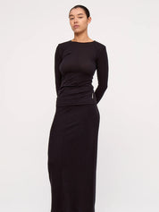 Rib Hemp Jersey Long Sleeve Top Black