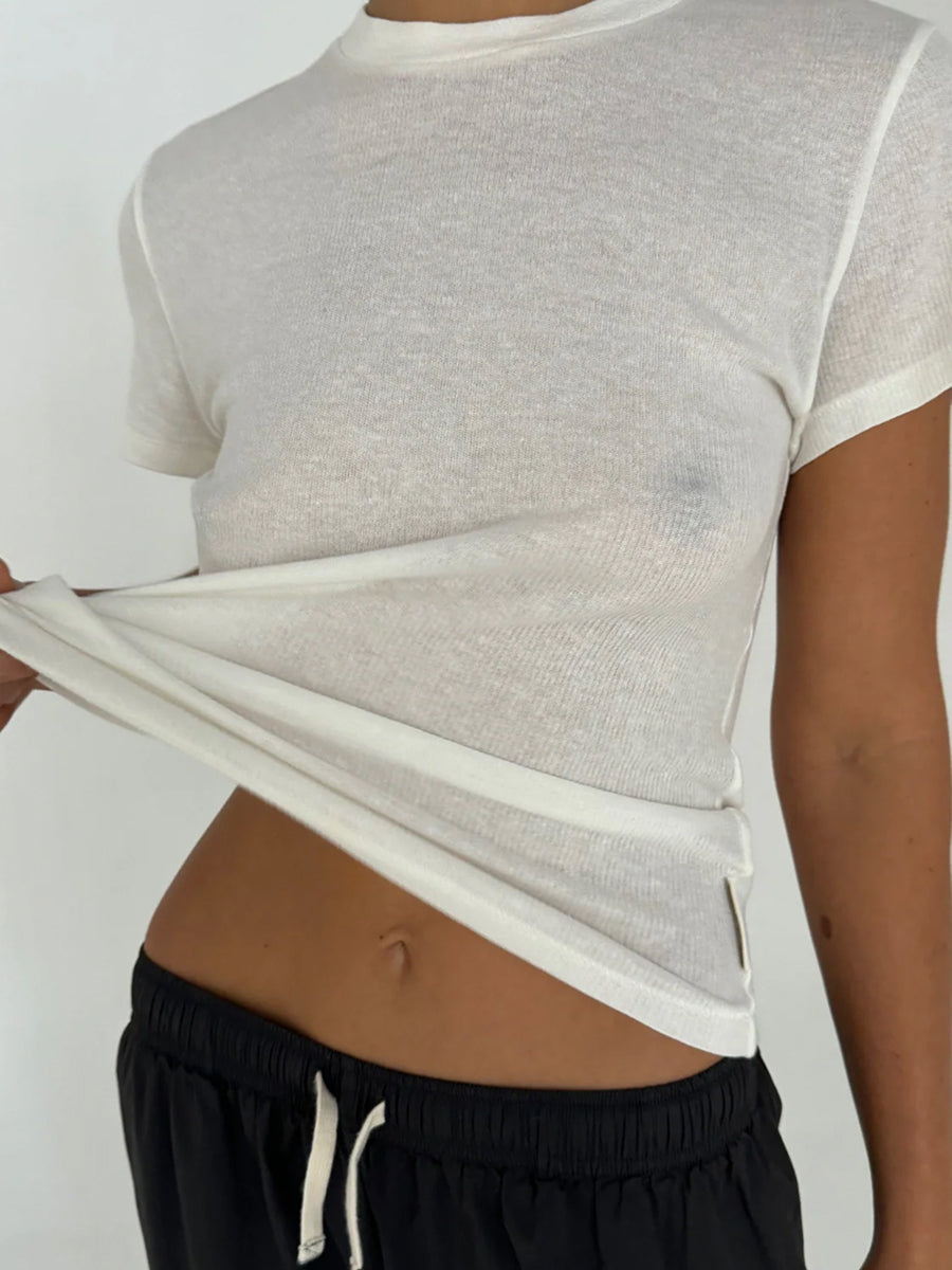 Ribbed Hemp Jersey T-Shirt White